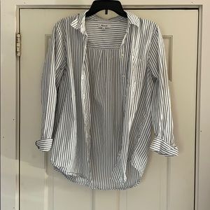 Madewell Bristol Stripe Shirt In Smoked Graphite